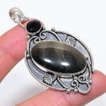 Silver Sheen Obsidian, Spinel Handmade 925 Sterling Silver Pendant 2.76 w7f89
