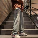 Men's Retro Washed Velvet Jeans - Straight, Trendy, Casual, Handsome, Spring/Autumn. L