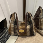 Suure mahutavusega kott naistele s&uuml;gisel ja talvel, uus villane ruuduline &otilde;lakott, retro vabaaja mitmek&uuml;lgne ni&scaron;i seljakott