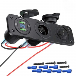 12V Kiirlaadimine 3.0 USB-pesa paneel Kahe QC3.0 USB-pesaga pistikupesa adapter autole, paadile, matkaautole, mootorrattale must