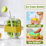 J&auml;&auml;kuubikute pudelialus kaanega, 2-in-1 veepudeli j&auml;&auml;kuubik &otilde;lek&otilde;rrega, 2025 Uus &uuml;he puutega j&auml;&auml; vabastamine ja puudutamine puudub, J&auml;&auml;kuubikute valmistamise pudel Green-500ml