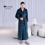 [2001 Uus] Eriti pikk paks unisex flanellist hommikumantel: S&uuml;gis/Talv, XL Korallfliisist Hommikumantel Extra Large