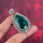Aqua Apatite ripats, 925 tahke h&otilde;bedane ripats, k&auml;sitsi valmistatud kalliskivist ehted, kingitused naisele uhiuus ripats 2.36 Inches