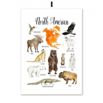 Loomade maailmakaart P&otilde;hjamaade plakatid ja tr&uuml;kised Kaladinosauruste kunst L&otilde;uend Maalimine T&auml;hestik Numbrid Seinapildid Lastetuba Beebikaunistus Ilma raamita 21*30cm