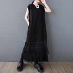 Varrukateta pluss-suuruses must vintage uus naiste vabaaja lahtine pikk suvekleit