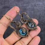 Blue Topaz Handmade Copper Wire Wrap Jewelry Earring 3.03 l1o02