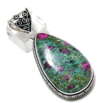 Ruby in Fuchsite Handmade Ethnic 925 Silver Jewelry Pendant 2.36 F0p75