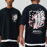 Anime Attack on Titan T-s&auml;rk Ackerman Mikasa Eren Jaeger Cherry Blossom Logo Graafika T-s&auml;rk Unisex Naiste riided Puuvillased T-s&auml;rgid 2XL