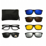 Magnetiga klamber Ruudukujulised l&uuml;hin&auml;gelikkuse p&auml;ikeseprillid Mehed Naised 5 pealekinnitatava p&auml;ikeseprilliga Polariseeritud retseptiga prillid 0 -0.5 -0.75 kuni -6.0 Custom Prescription