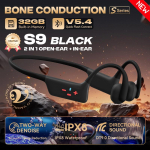 2-in-1 avatud k&otilde;rva/k&otilde;rvasisesed luujuhtivusega juhtmevabad k&otilde;rvaklapid IPX8 veekindlad ujumiseks Bluetooth 5.4+32GB MP3 HIFI spordik&otilde;rvaklapid must