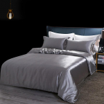 Luksuslik 100% mooruspuu siidist 4-osaline voodipesukomplekt Kahepoolne satiinsiinist tekikott & pinguldatud lina & padjap&uuml;&uuml;rid Esmaklassiline siidist kodutekstiil 1.5m 4Pcs Set