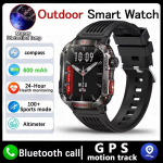 2025 Uus S&otilde;jaline GPS Nutikell Meestele Taskulamp Kompass Veekindel V&auml;lisspordi J&auml;lgija Bluetooth K&otilde;ne Nutikell Black silicone belt