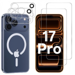 Coque pour iPhone 17 PRO et 2 Verres Tremp&eacute; &eacute;cran et 2 Protections Cam&eacute;ra - Cercle magn&eacute;tique int&eacute;gr&eacute; Phonillico&reg;