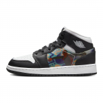 Air Jordan 1 Mid GS Hologram Laste tossud Must Uus-Smaragd &Uuml;likoolipunane DR9495-001 36