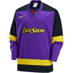 Nike X NBA Los Angeles Lakers City Edition Kollektsioon Mugav Pikkade Varrukatega S&auml;rk Meeste s&auml;rk Lilla Must Kollane FZ0350-504 M