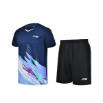 Li Ning Sulgpalli Seeria Kerge Mugav L&uuml;hikeste Varrukatega Lihtne &Uuml;hev&auml;rvilised L&uuml;hikesed P&uuml;ksid Vabaaja Spordidress Kaheosaline Komplekt Unisex Spordir&otilde;ivad AATU057-1 S