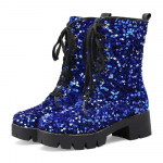 Roosad s&auml;delevad Briti Naiste Platvormkingad Kuldse litritega Kangas K&otilde;rge Paks Konts &Uuml;mar Nina Paeladega Daamide Platvorm Kingad 34 sinine