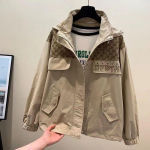 Uus kevad-s&uuml;gis naiste jope kapuutsiga l&uuml;hike vabaaja tuulejope naiselikud p&otilde;hikatted pikkade varrukatega lukuga lai pealisr&otilde;ivad topid S