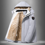 Talvine meeste pluss sametjakk Suures suuruses lahtine polsterdatud kapuutsiga mantel 7XL hall