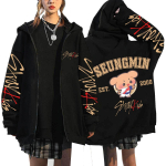 Q Versioon Stray Kids Domineerivad Harajuku Prindiga Kapuutsiga Pusa Vaba L&otilde;ikega Lukuga Kapuutsiga XXXL