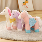 Armas roosa &uuml;kssarvik nukk pehme m&auml;nguasi pegasus &uuml;kssarvik lasteaialapsed une rahustav nukk 30cm（0.2kg） lilla