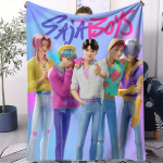 Kpop Demon Hunters Saja Boys Salap&auml;rane Tekk &Uuml;limalt Soe Pehme Mustriga Pl&uuml;&uuml;sist Visketekk T&uuml;drukutele Poistele Flanellist Tekk 70x100cm