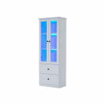 LED-vitriin - Moodne - 165 cm - Matt valge - 2 sahtlit - 16 v&auml;rviga pult valge