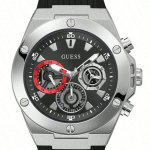 Guess Watch Moodne Stiilne Must Kuldne Kolme Silmaga Multifunktsionaalne Tihvtikell Silikoonrihm Kvartsmehhanism Meeste K&auml;ekell