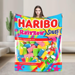 Haribo Karukomm Superpehme Tekk Laste Pl&uuml;&uuml;sist Visketekk Graafilise Disainiga Diivanitool Flanellist Voodikate Diivanivoodi Kate 50x60in