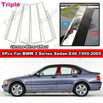 L&auml;ikiv kroomitud autoukse kesksamba akna keskmise B- ja C-piilari postikatte viimistluspeegelpind BMW 3. seeria sedaanile E46 1999-2005 Chrome