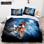 Mootorratturite Voodipesukomplekt &Uuml;heinimese Twin T&auml;ism&otilde;&otilde;dus Queen King Suuruses Wild Race Voodikomplekt T&auml;iskasvanute Laste Magamistoa Tekikotid Komplektid 3D Anime Lahe 038 EU single(135x200cm)