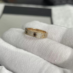 V Kuldne K&otilde;rge Versioon Mustlasest T&auml;ht Kolmerealine Teemants&otilde;rmus Kitsas Lai Versioon Naiste Pinnatud 18k Roosa Kuld Paariss&otilde;rmus us size 6