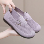Naiste kootud lamedad kingad Kerged mugavad kontorit&ouml;&ouml; looferid Slip-on vabaaja hingavad v&otilde;rk-k&otilde;nnikingad &Uuml;marotsalised elegantse v&auml;limusega lamedad kingad naistele 35 lilla