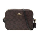 Coach Kaamera Seeria 18 Klassikaline Monogramm Prindi T&otilde;mblukuga Suletav Kaetud L&otilde;uend ja Nahast Kaamerakott Naiste &Otilde;lakott Tume-Pruun 91677-IMAA8 Gift Box Set (Basic Set+Yellow Box)