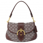 Coach Soho 27 Klassikaline Monogramm Igap&auml;evane Commuter Magnetilise Pandlaga Poolkuu Kott Naiste &Otilde;lakott Tammhall CJ814-B4S0M Basic Set (Bag+Dust Bag)