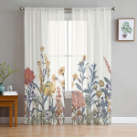 Lilled Erksad v&auml;rvid K&auml;sitsi maalitud l&auml;bipaistvad kardinad elutuppa Moodne Voile kardin Magamistoa T&uuml;llkardinad Aknakatted W135 x H114cm