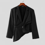 INCERUN Meeste pikkade varrukatega &uuml;henupuline v&auml;ljal&otilde;igetega bleiser Ebaregulaarsed mantlid 2XL must