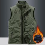 S&uuml;gis-talvine meeste vest, v&auml;ljas, mitme taskuga, p&uuml;stkraega, vabaaja, k&otilde;ikidele riietele sobiv, lahtine, soe, kahepoolselt kantav 2XL armee roheline v&auml;rv
