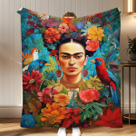 klassikaline kunstnik Frida Kahlo Pehme korallpunane fliisist tekk 310 gsm Kohev soe tekk diivanile voodile diivanile magamistoa kaunistuseks 100x125cm