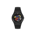 Swatch Kvartsliigutusega Night Return Veekindel Kell 41mm Must Tihvt Bio-P&otilde;hine Materjalist Korpus Silikoonist Bio-P&otilde;hine Materjalist Rihm Unisex Kellad SO29B107 Black
