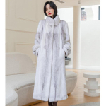 Karusnaha s&uuml;gis/talv soe mood kunstkarusnaha kunstnaarits pika kapuutsiga kasukas naiste mantel 6XL white