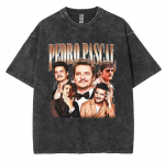 Piiratud Pedro Pascal N&auml;itleja Pesitud Vintage T-s&auml;rk Mehed Naised Vabaaja &Uuml;le suuruse T-s&auml;rk Mood K&otilde;rge kvaliteediga Puuvillased T-s&auml;rgid Streetwear M
