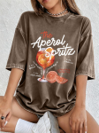 Aperol Spritz Sidrunitr&uuml;kiga Pesitud T-s&auml;rgid Naistele Puuvillased &Uuml;legabariidilised T-s&auml;rgid Suvised Pehmed L&uuml;hikeste Varrukatega Topid Hip Hop &Uuml;mmarguse Kaelusega R&otilde;ivad XL gray