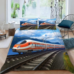 3D prindiga rong ja raudtee teemaline voodipesukomplekt Pehme tekikate 1/2 tk padjap&uuml;&uuml;riga Lastele T&auml;iskasvanutele Mikrokiud Tekikate 135x200cm