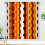 Retro Oranž Pruun Laineline Triip Kardinad Komplekt 2 tk Torutasku Pooll&auml;bipaistev Elutoa Magamistoa Kaunistuseks 53x116cm 2pc21x46in