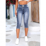 Naiste vintage teksap&uuml;ksid Suvised K&otilde;rge V&ouml;&ouml;koht Kitsa L&otilde;ikega Pingutusn&ouml;&ouml;riga V&ouml;&ouml;koht Capri P&uuml;ksid Streetwear Jean L&uuml;hikesed P&uuml;ksid Collant S sinine