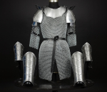Naiste Terasest R&uuml;&uuml;tli Soomusr&uuml;&uuml; Komplekt Kaelusv&otilde;rgust S&auml;rgiga Keskaegne S&otilde;dalane LARP Cosplay Kost&uuml;&uuml;m gray