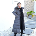 Naiste keskmise pikkusega talvine sulejope suure karusnahkkraega - Korea mood, p&otilde;lvedeni, salendav, paksustatud disain. XXXL brown