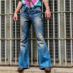 VibeStreet Mood Punkstiil Suured Laienevad Teksap&uuml;ksid Meeste Nelja Hooaja T&auml;navastiil K&otilde;rge V&ouml;&ouml;koht Tasku &Uuml;henduskohtadega Denim P&uuml;ksid Meeste Noorte P&uuml;ksid S gray