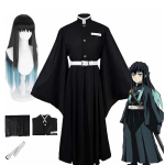 Anime Tokitou Muichirou Cosplay Kost&uuml;&uuml;mid Kisatsutai &Uuml;htne Parukas Halloweeni Peo Kost&uuml;&uuml;m 140 black